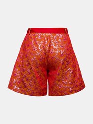 Red Jacquard Shorts