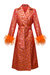 Red Jacqueline Coat №22 With Detachable Feathers Cuffs - Red