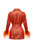 Red Jacqueline Jacket №22 With Detachable Feather Cuffs