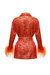Red Jacqueline Jacket №22 With Detachable Feather Cuffs