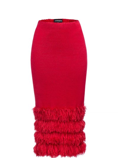 ANDREEVA Red Knit Skirt With Handmade Knit Details product