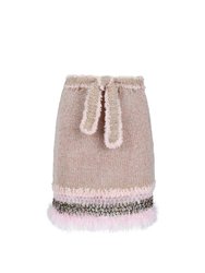 Rococo Baby Pink Handmade Knit Midi Skirt - Pink