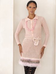 Rococo Baby Pink Handmade Knit Midi Skirt