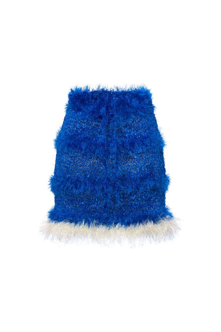 Royal Blue Handmade Knit Skirt - Blue