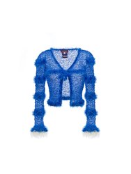 Royal Blue Handmade Knit Sweater - Blue