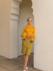 Yellow Knit Turtleneck with Handmade Knit Details