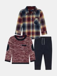 Baby Boys 3-Piece Sweater Set - Maroon