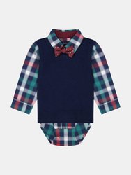 Baby Boys 4-Piece Sweater Vest Holiday Set