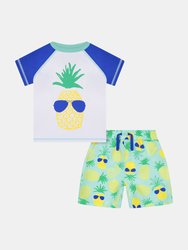 Baby Boys Pineapple Rashguard Swim Set - Green
