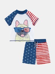 Boys Stars & Stripes Swim Set - Navy