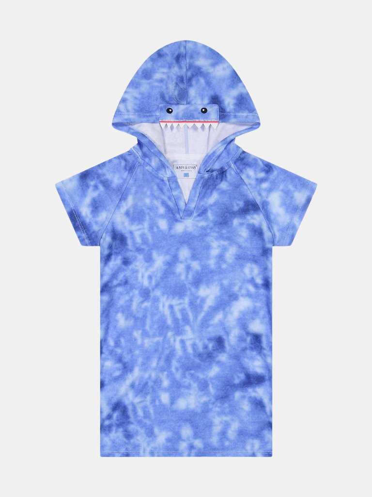 Boys Tie-Dye Shark Terry Pullover - Blue