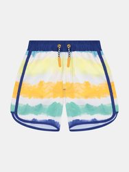Boys Tie-Dye Stripe Boardshort - Aqua