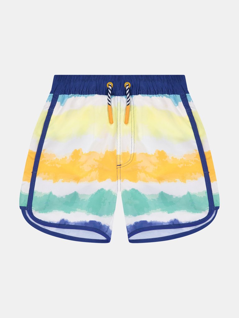 Boys Tie-Dye Stripe Boardshort - Aqua