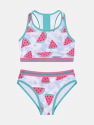 Girls 2-Piece Watermelon Swimsuit - Blue
