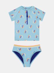 Girls  Aqua Rainbow 2-Piece Swimsuit - Aqua