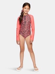 Girls Cheetah Rashguard Swimsuit