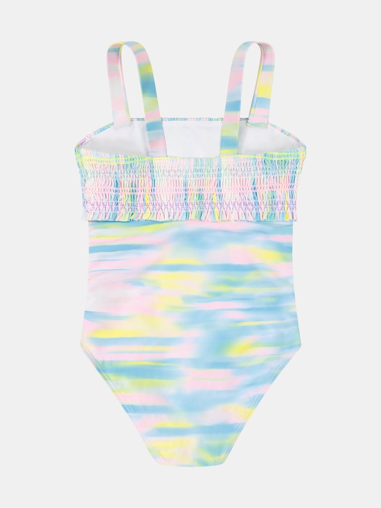 Girls Pastel Tie Dye 1-Piece Swimsuit