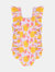 Girls Pink Grapefruit Ruffle Swimsuit