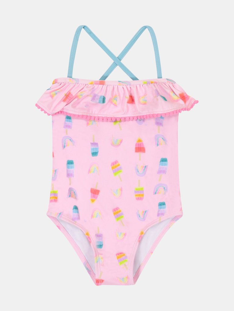 Girls Popsicle Print 1-Piece Swimsuit - Pink