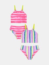 Girls Reversible 2-Piece Swimsuit - Pink