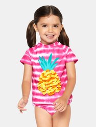 Girls Striped Pineapple 2-Piece Swimsuit