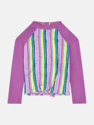 Girls Striped Rashguard Swimset