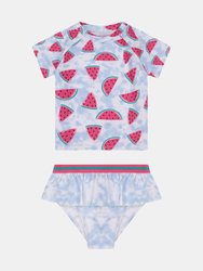 Girls Watermelon Rashguard Swimset - Blue