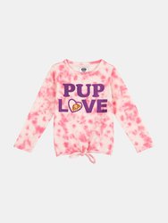 Tie Dye Pup Love Tee - Pink