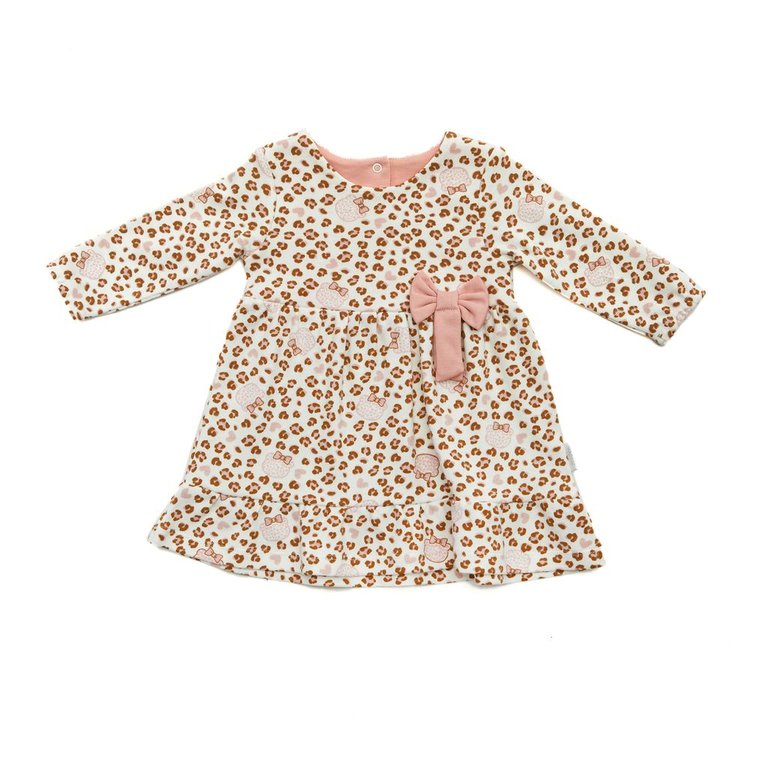 Beige Leopard Bow Dress - Beige