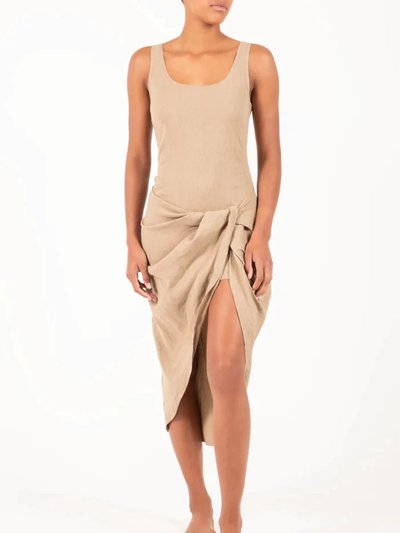 Anemos The Selene Drop Waist Drape Midi Dress Taupe product