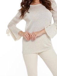 Linen Lace Tie Bell Sleeve Top