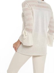 Linen Lace Tie Bell Sleeve Top