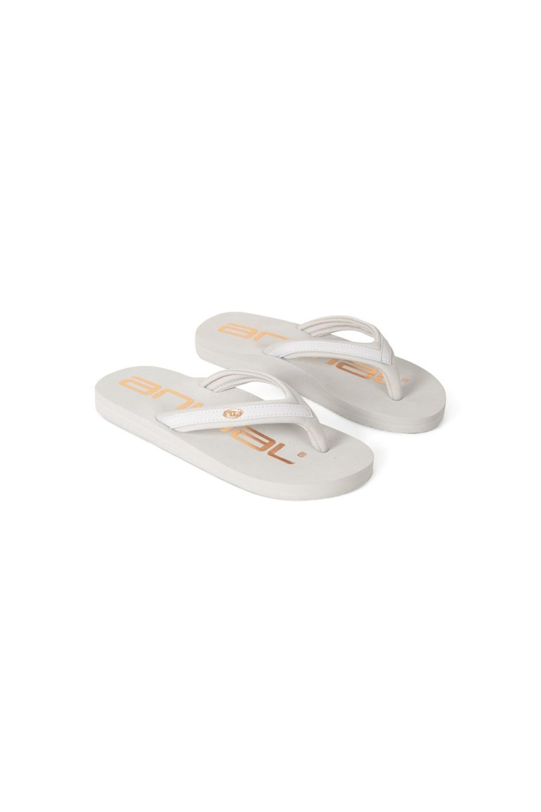Womens/Ladies Logo Recycled Flip Flops - Gray/Gold - Gray/Gold