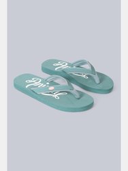 Womens/Ladies Logo Recycled Flip Flops - Green - Green