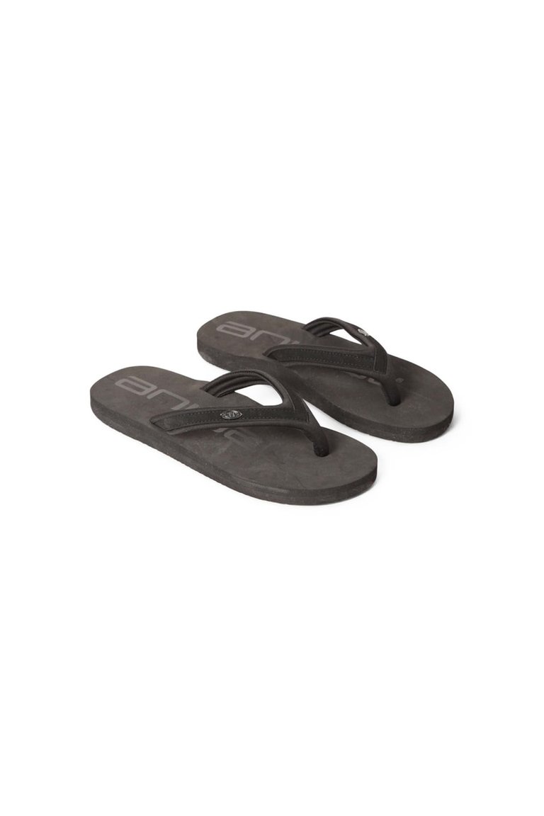 Womens/Ladies Logo Recycled Flip Flops - Jet Black - Jet Black