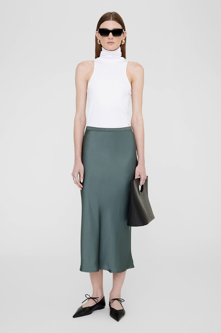 Bar Silk Skirt - Dark Sage - Dark Sage