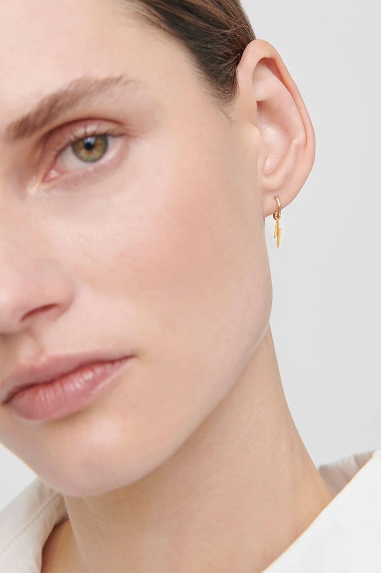 Bolt Charm Hoop Earring - Gold