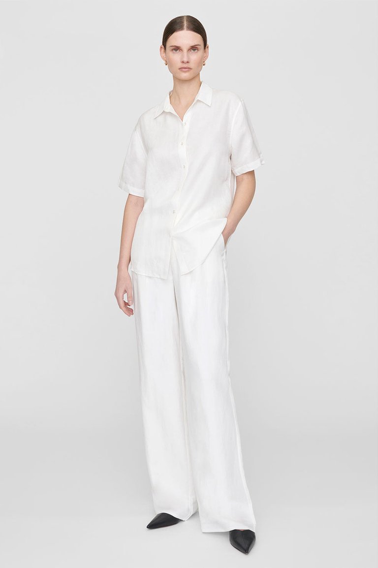 Bruni Shirt - White Linen Blend - White