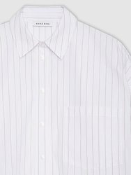 Chrissy Shirt - White And Taupe Stripe