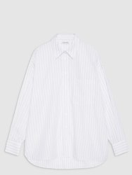 Chrissy Shirt - White And Taupe Stripe