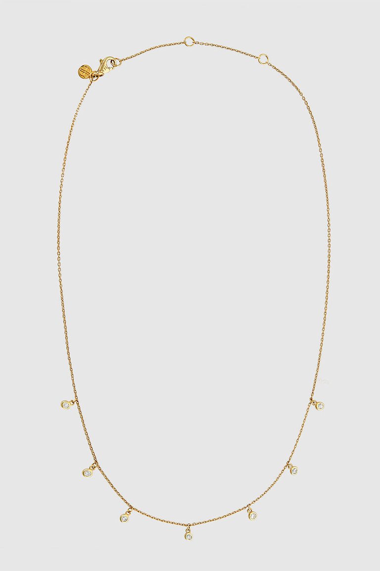 Diamond Droplet Necklace - Gold - Gold