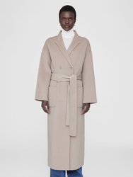 ANINE BING Taupe Cashmere Blend Dylan Maxi Coat - Taupe Cashmere Blend