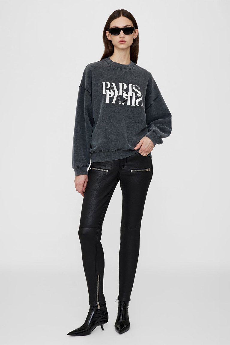 Jaci Sweatshirt Paris - Washed Black - Washed Black