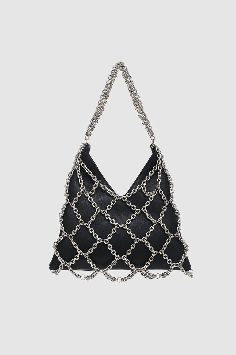 Mini Gaia Chain Bag - Black And Silver