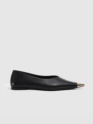 Nina Flats With Metal Toe Cap - Black - Black