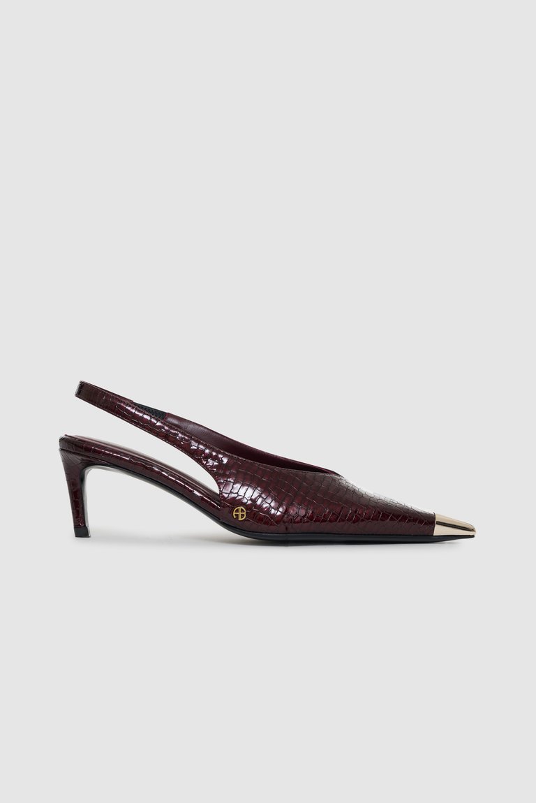 Nina Heels With Metal Toe Cap - Burgundy - Burgundy