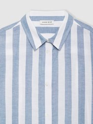 Plaza Shirt - White And Blue Stripe
