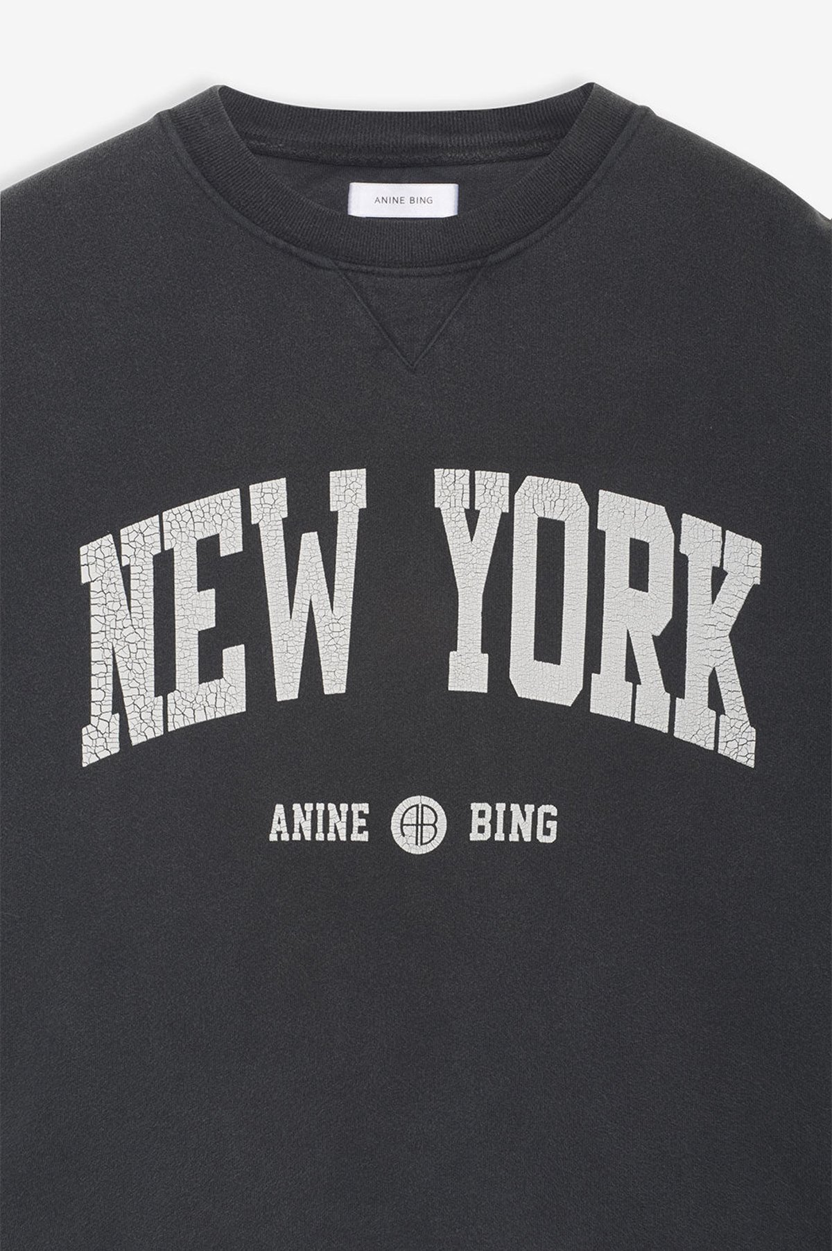 ANINE BING Washed Black Ramona Sweatshirt University New York