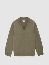 Rosie V Neck Sweater - Olive