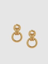 Round Link Drop Earrings - Gold - Gold